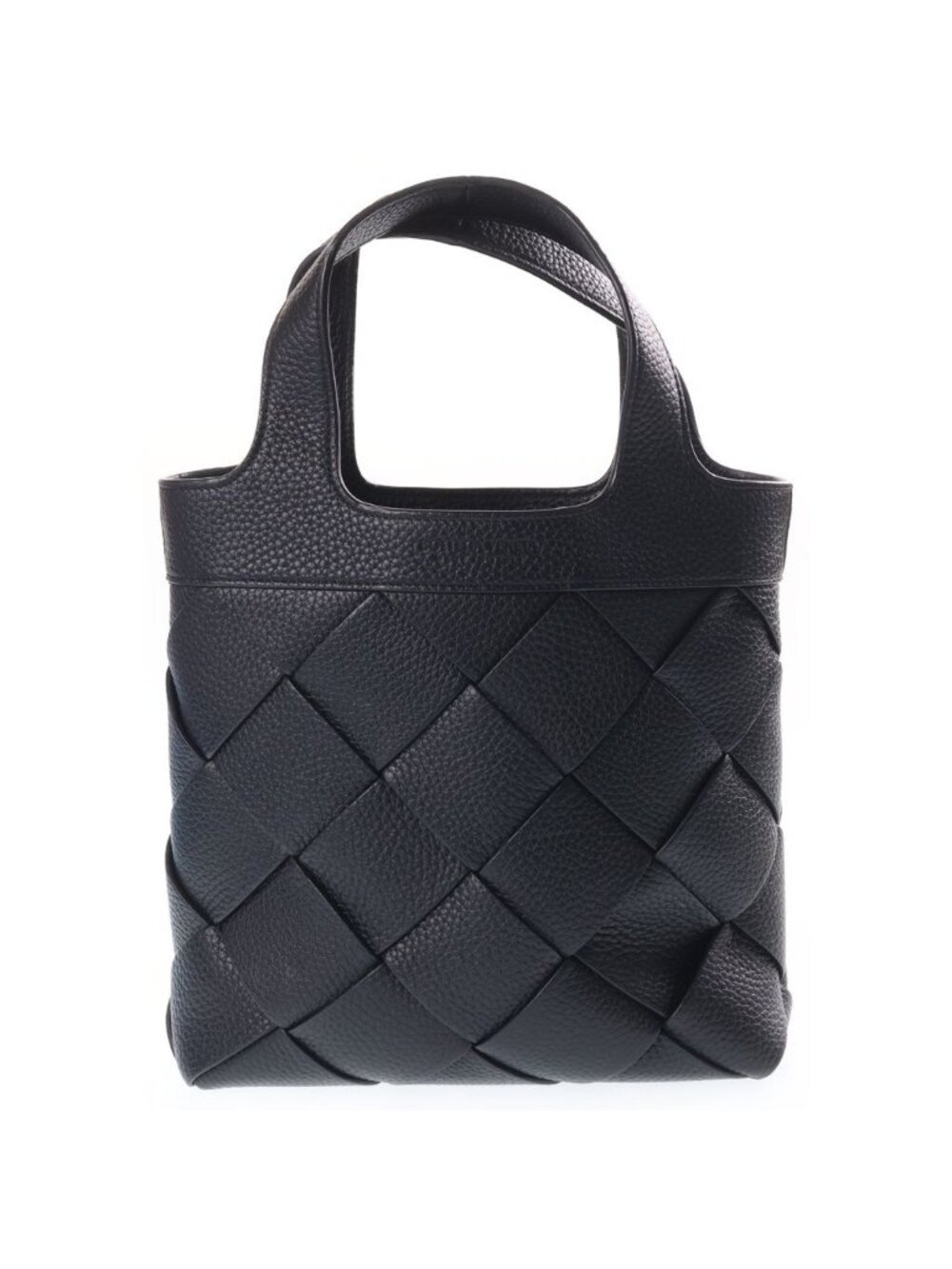 Bottega Veneta Small Diago Maxi Intrecciato Leather 2-Way Bag Silver Black